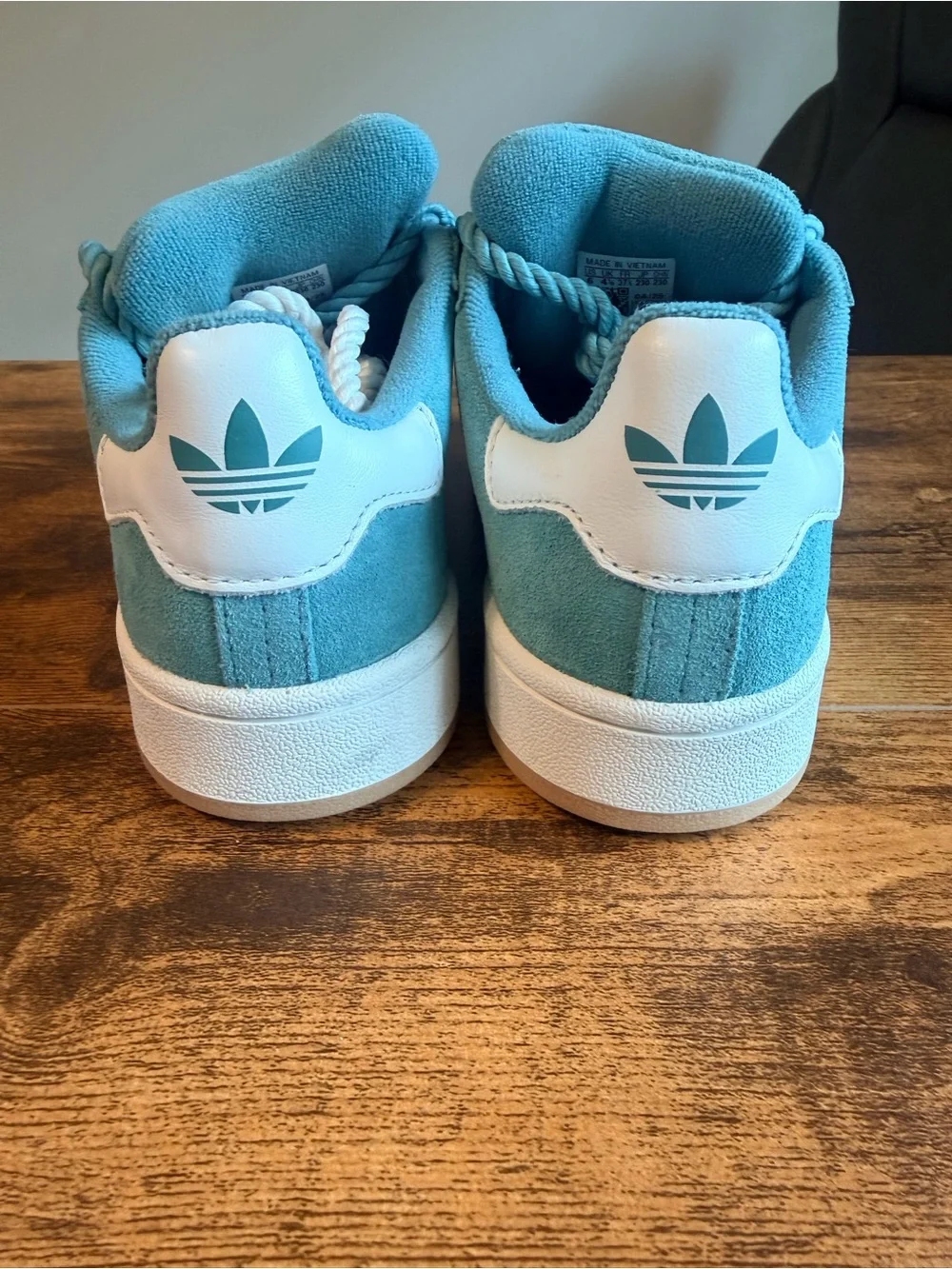adidas Campus Suede Sneakers in Teal Blue and White 6W